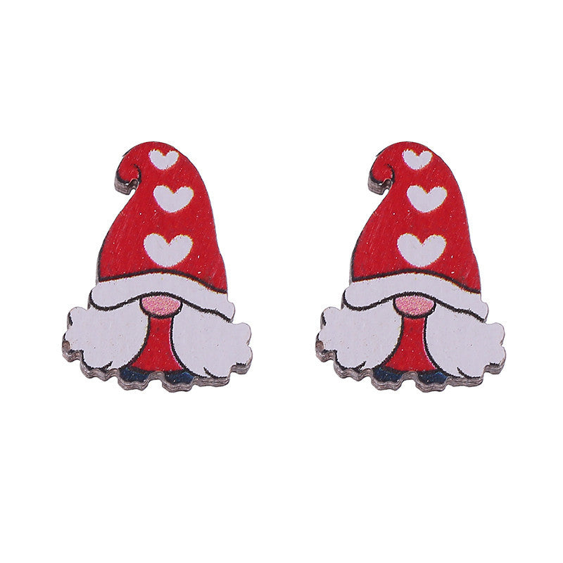 Wholesale Valentine's Day Bear Flowers Red Lips Cartoon Cake Wooden Earrings